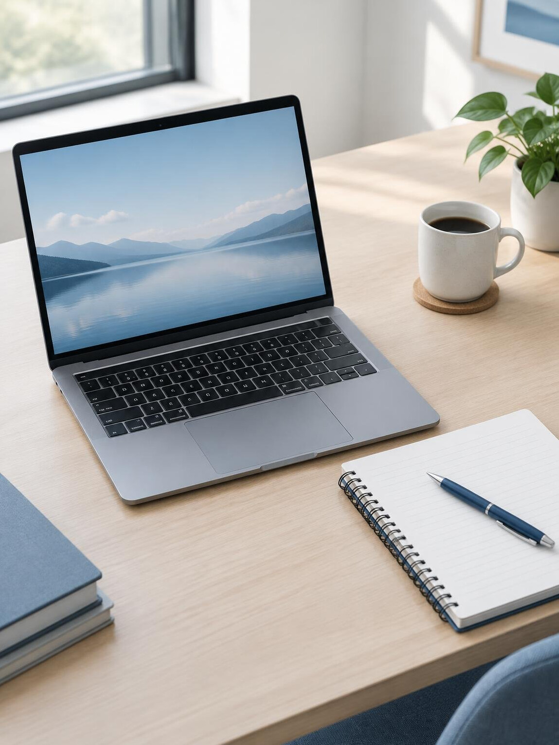Laptop on a clean desk showing a professional workspace